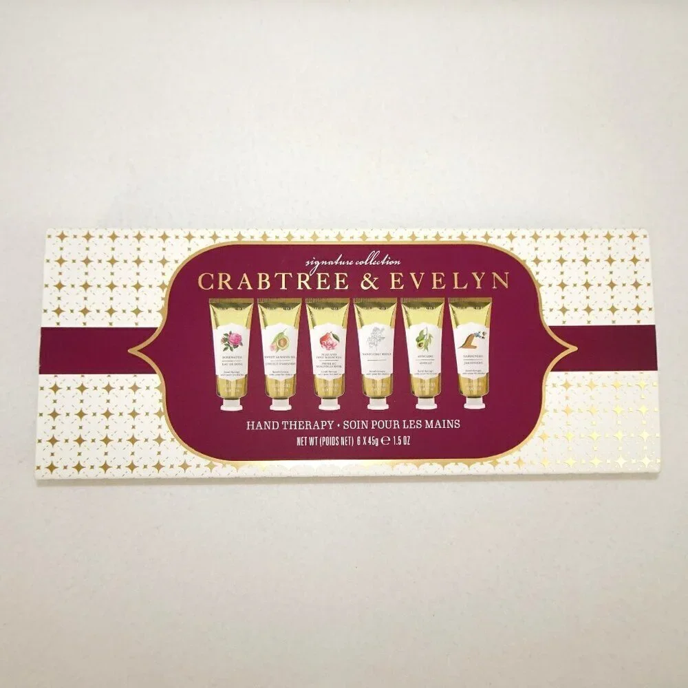 Crabtree & Evelyn Hand Therapy Gift Set 6 x 1.5 oz Rosewater Pear Almond Avocado
